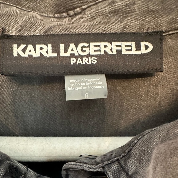 Rare Karl Lagerfeld Charcoal Button-Up Midi Dress Size 8 - Picture 5 of 7